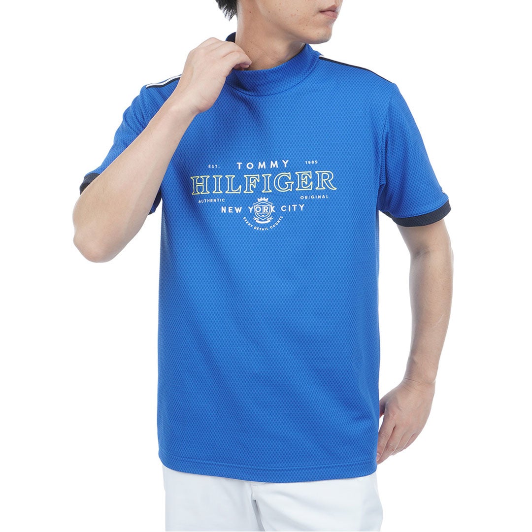 TommyHilfigerGolf トミー ヒルフィガー メンズ ゴルフウェア 半袖モックネックシャツ THMA609 ブルー