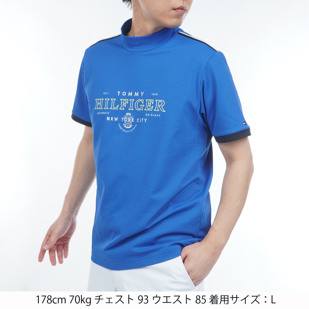 TommyHilfigerGolf トミー ヒルフィガー メンズ ゴルフウェア 半袖モックネックシャツ THMA609 ブルー 詳細1