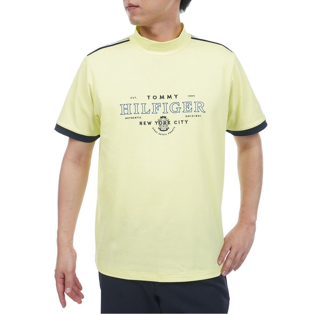 TommyHilfigerGolf トミー ヒルフィガー メンズ ゴルフウェア 半袖モックネックシャツ THMA609 ライムグリーン