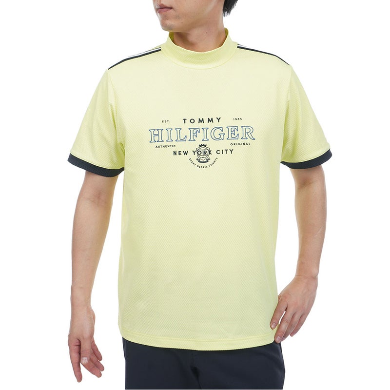 TommyHilfigerGolf トミー ヒルフィガー メンズ ゴルフウェア 半袖モックネックシャツ THMA609 ライムグリーン
