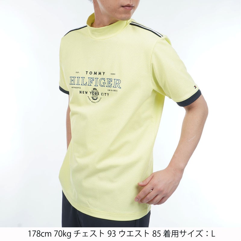 TommyHilfigerGolf トミー ヒルフィガー メンズ ゴルフウェア 半袖モックネックシャツ THMA609 ライムグリーン 詳細1