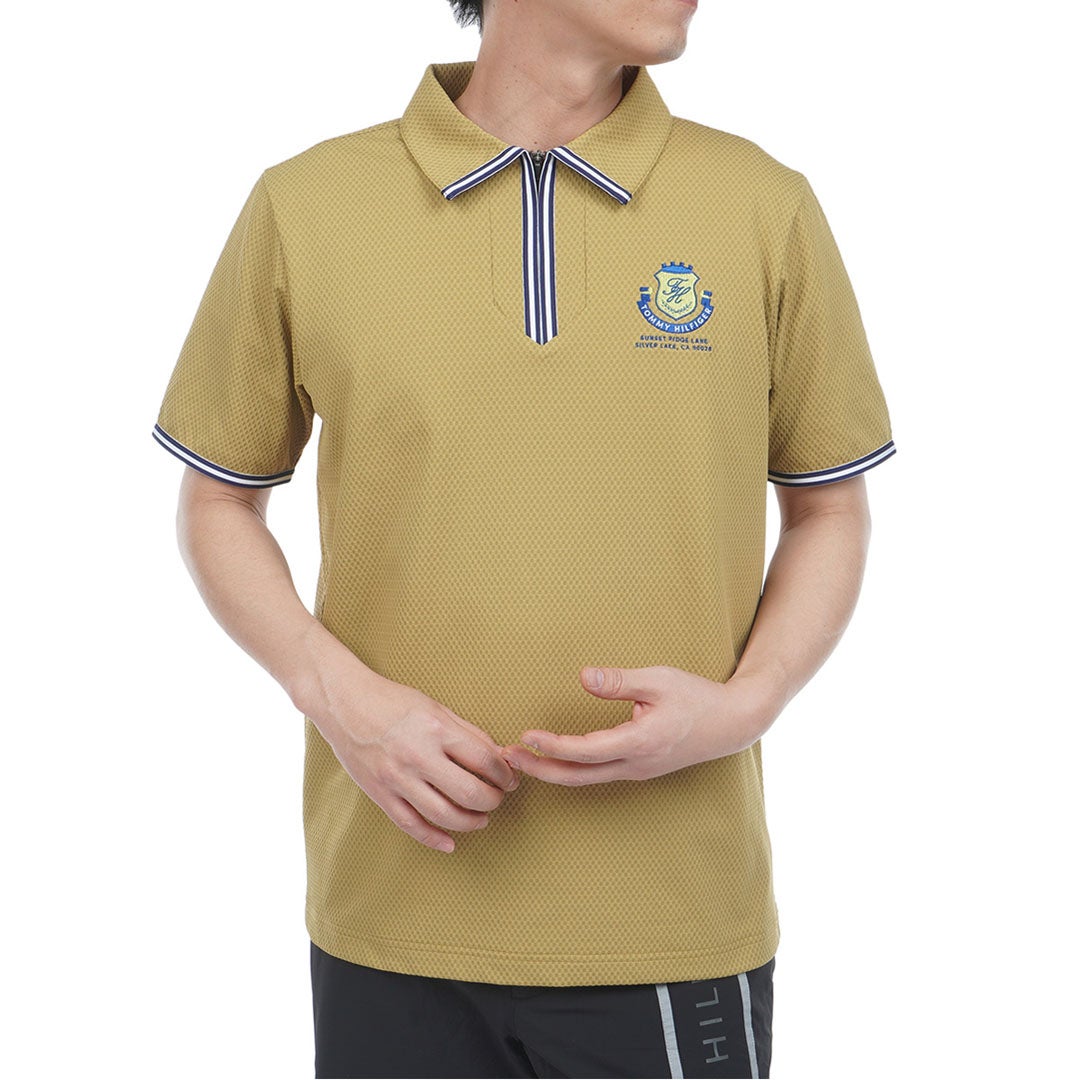 TommyHilfigerGolf トミー ヒルフィガー メンズ ゴルフウェア 半袖ポロシャツ THMA610 キャメル