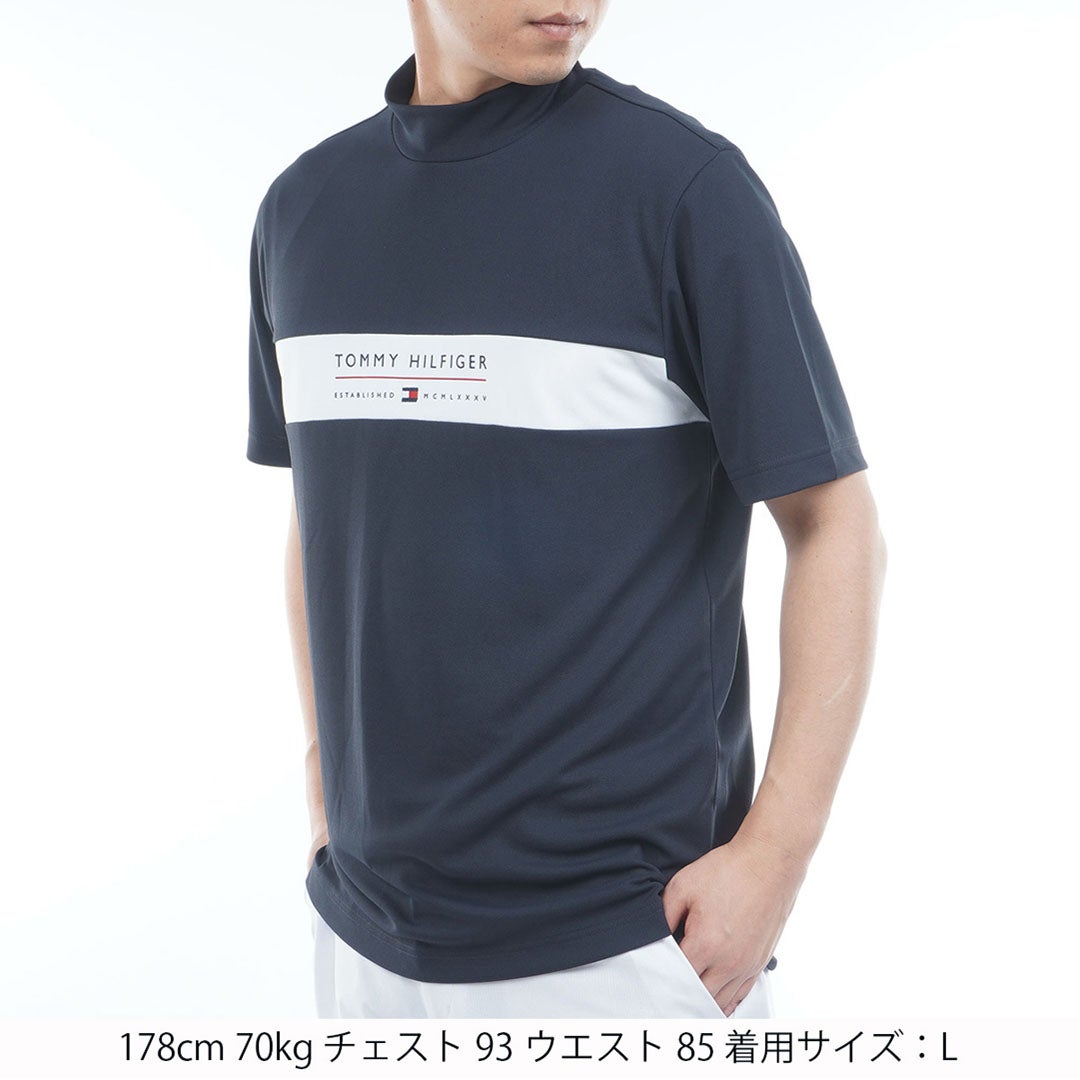 TommyHilfigerGolf トミー ヒルフィガー メンズ ゴルフウェア 半袖 モックネックシャツ THMA615 ネイビー詳細1