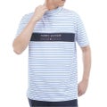 TommyHilfigerGolf トミー ヒルフィガー メンズ ゴルフウェア 半袖 モックネックシャツ THMA615 ブルー ボーダー