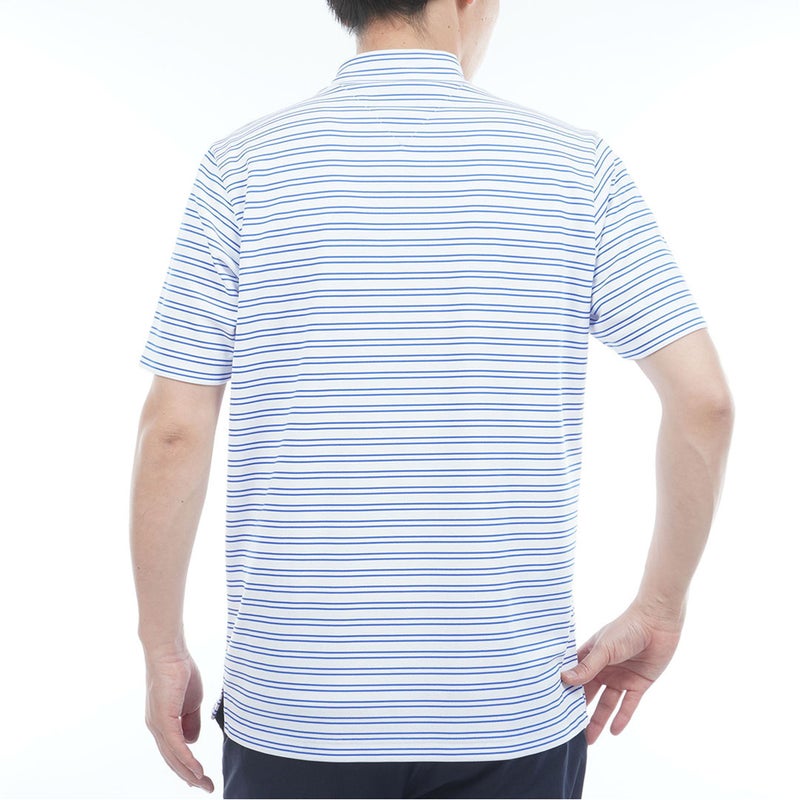 TommyHilfigerGolf トミー ヒルフィガー メンズ ゴルフウェア 半袖 モックネックシャツ THMA615 ブルー ボーダー 詳細2