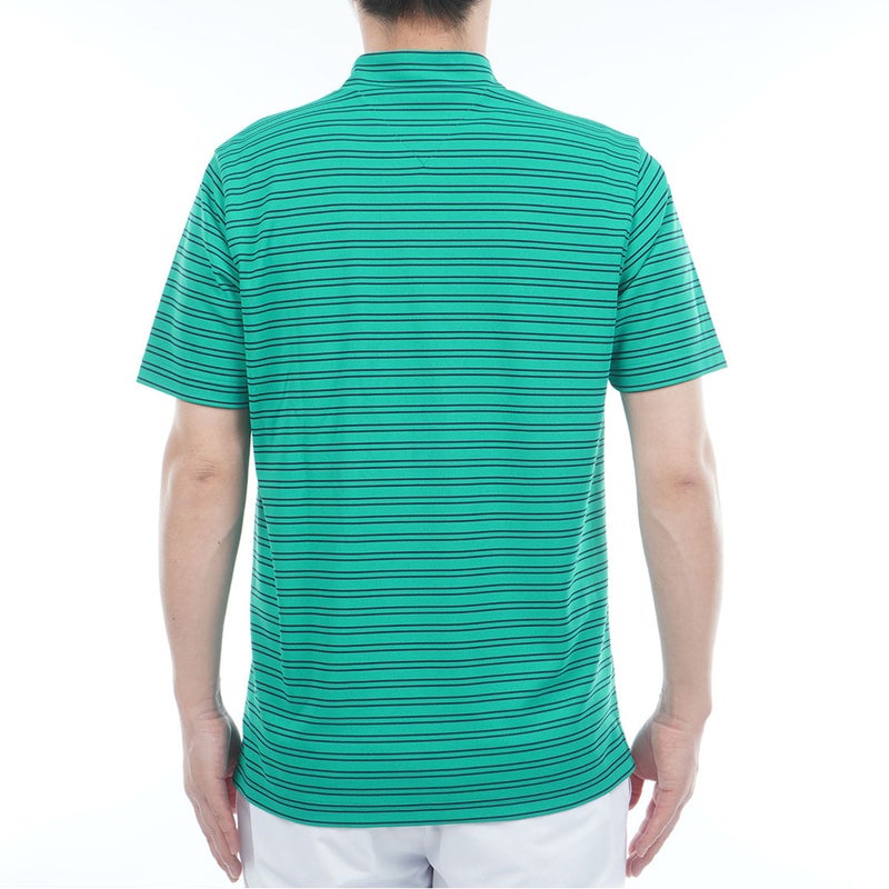 TommyHilfigerGolf トミー ヒルフィガー メンズ ゴルフウェア 半袖 モックネックシャツ THMA615 グリーン ボーダー 詳細3