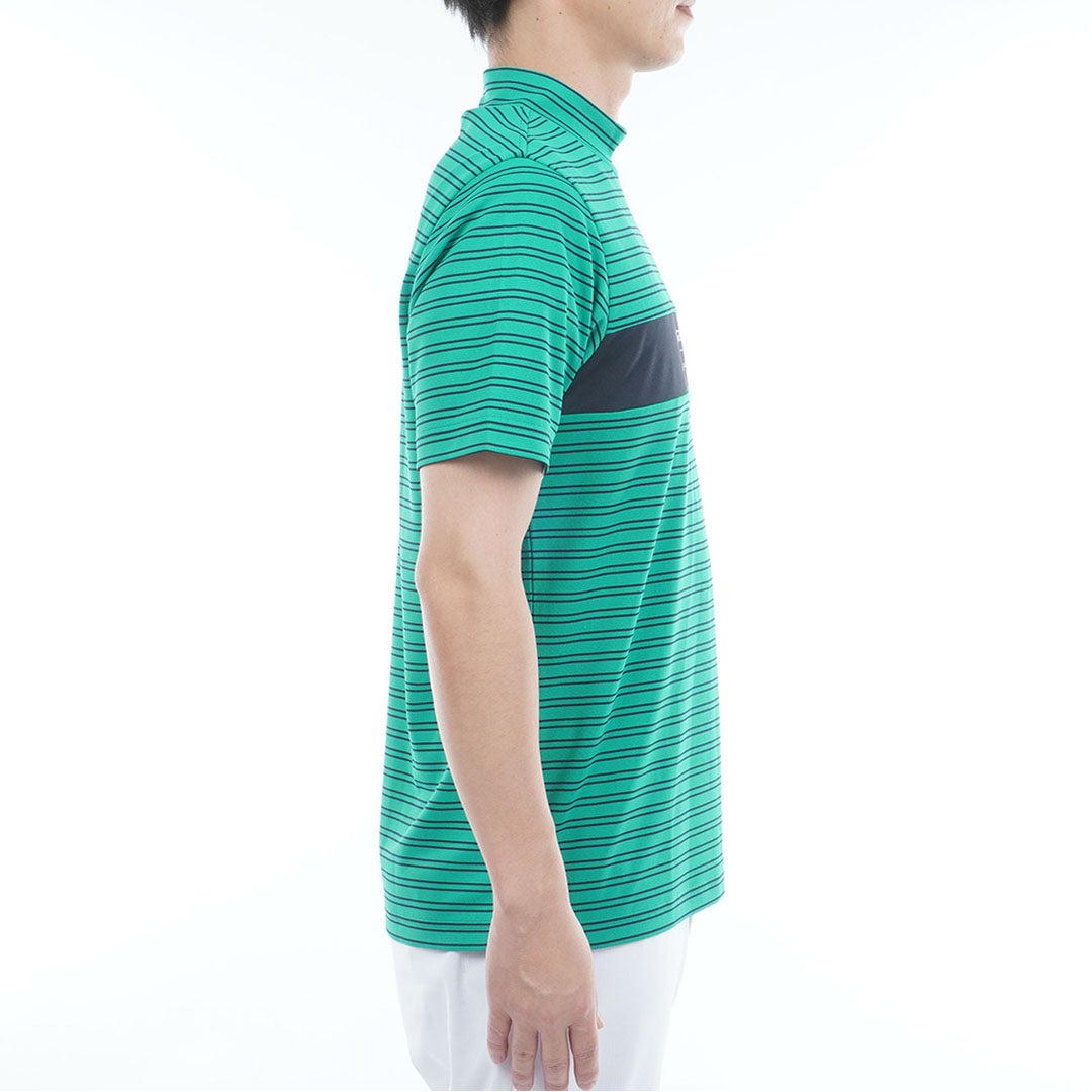 TommyHilfigerGolf トミー ヒルフィガー メンズ ゴルフウェア 半袖 モックネックシャツ THMA615 グリーン ボーダー 詳細4