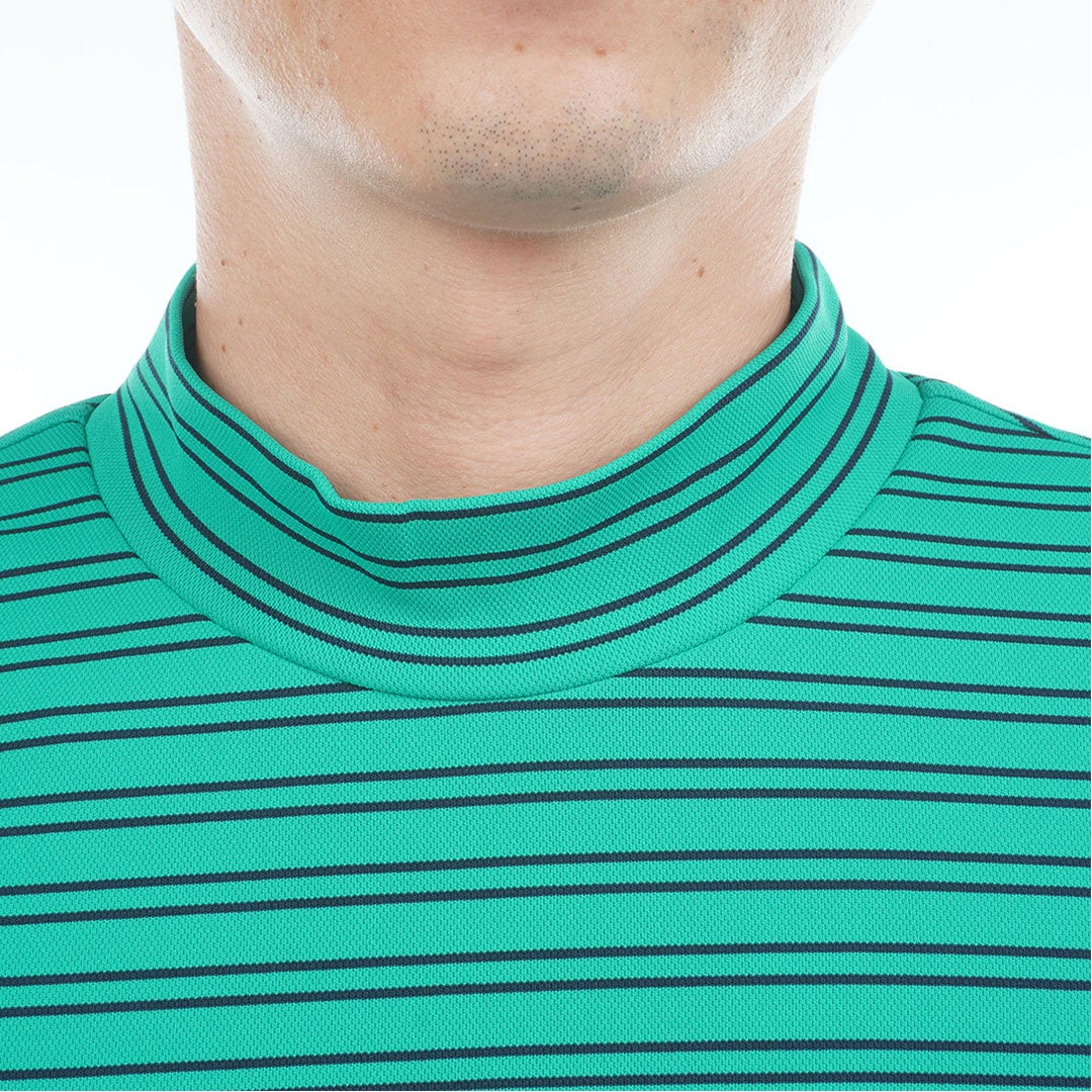 TommyHilfigerGolf トミー ヒルフィガー メンズ ゴルフウェア 半袖 モックネックシャツ THMA615 グリーン ボーダー 詳細6