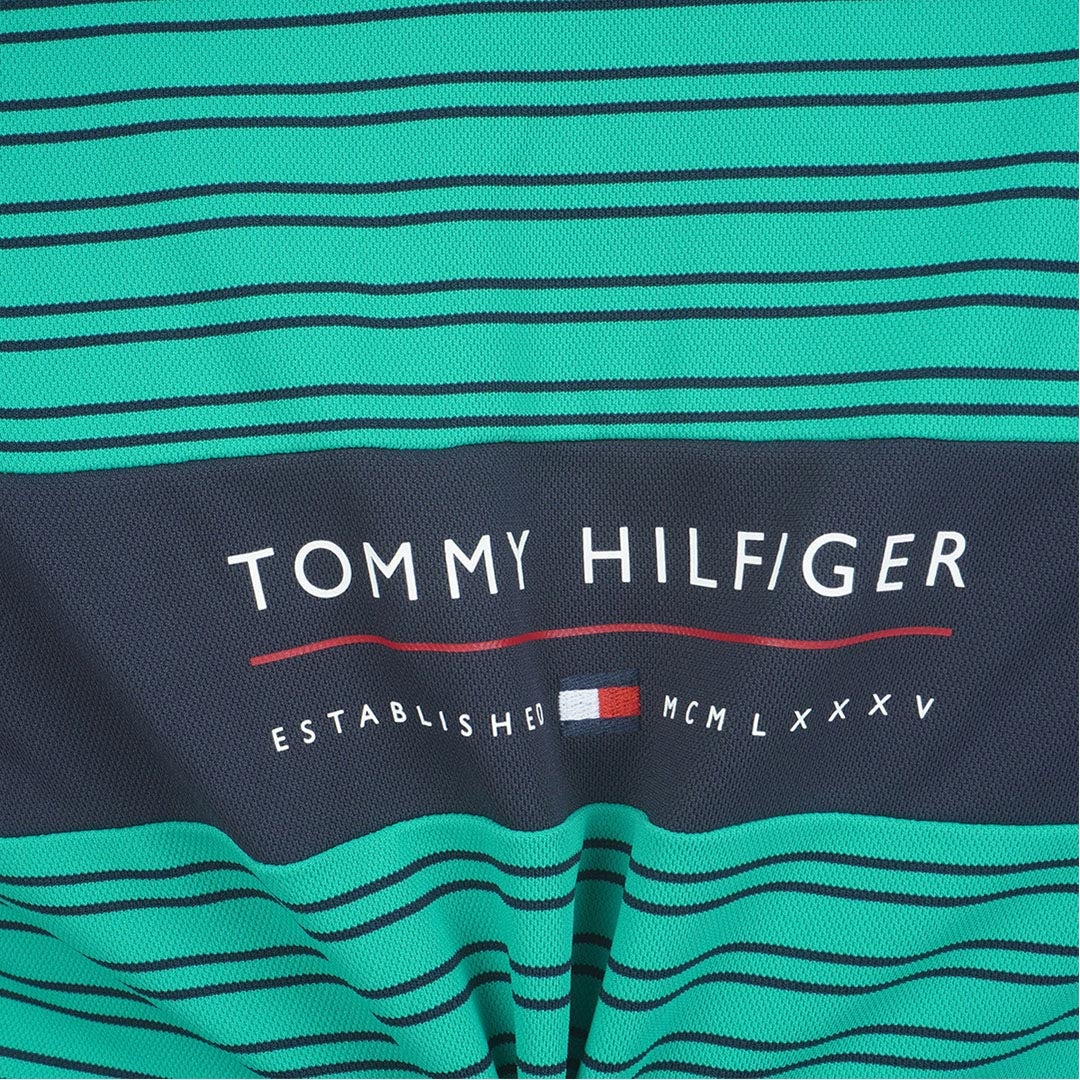 TommyHilfigerGolf トミー ヒルフィガー メンズ ゴルフウェア 半袖 モックネックシャツ THMA615 グリーン ボーダー 詳細7