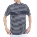 TommyHilfigerGolf トミー ヒルフィガー メンズ ゴルフウェア 半袖 モックネックシャツ THMA615 ネイビーホワイト ボーダー