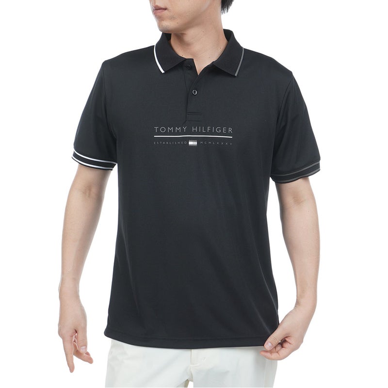 トミー ヒルフィガー ゴルフ TOMMY HILFIGER GOLF メンズ フロントロゴ 半袖ポロシャツ THMA617 ブラック
