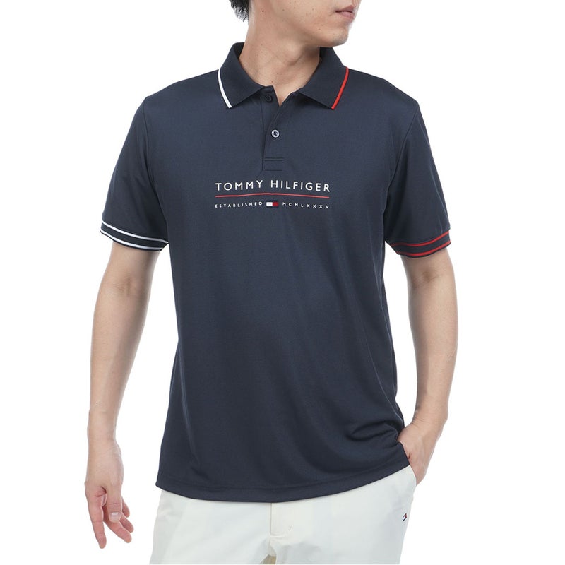 トミー ヒルフィガー ゴルフ TOMMY HILFIGER GOLF メンズ フロントロゴ 半袖ポロシャツ THMA617 ネイビー