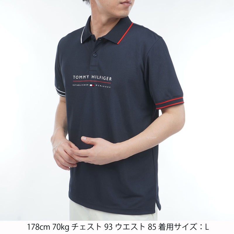 トミー ヒルフィガー ゴルフ TOMMY HILFIGER GOLF メンズ フロントロゴ 半袖ポロシャツ THMA617 ネイビー