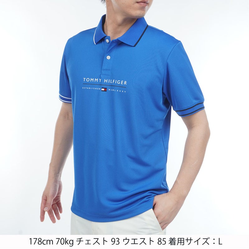 トミー ヒルフィガー ゴルフ TOMMY HILFIGER GOLF メンズ フロントロゴ 半袖ポロシャツ THMA617 ブルー