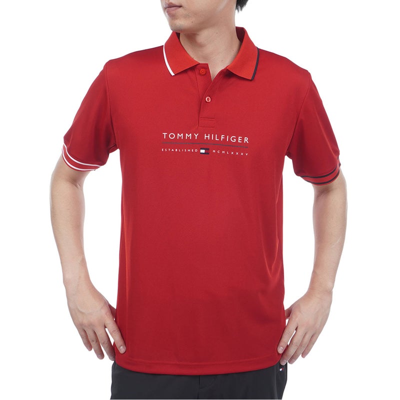 トミー ヒルフィガー ゴルフ TOMMY HILFIGER GOLF メンズ フロントロゴ 半袖ポロシャツ THMA617 レッド