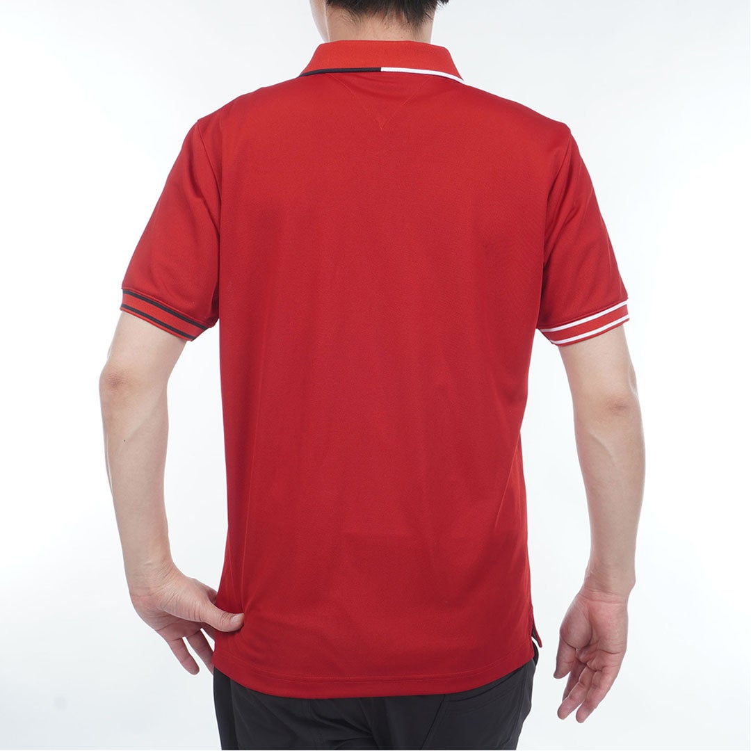 トミー ヒルフィガー ゴルフ TOMMY HILFIGER GOLF メンズ フロントロゴ 半袖ポロシャツ THMA617 レッド