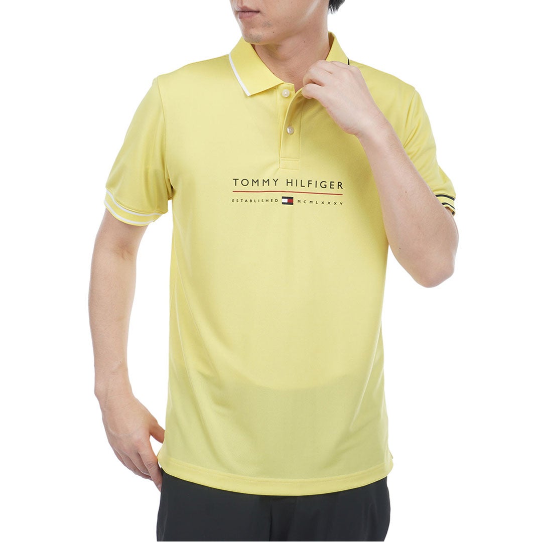 トミー ヒルフィガー ゴルフ TOMMY HILFIGER GOLF メンズ フロントロゴ 半袖ポロシャツ THMA617 イエロー