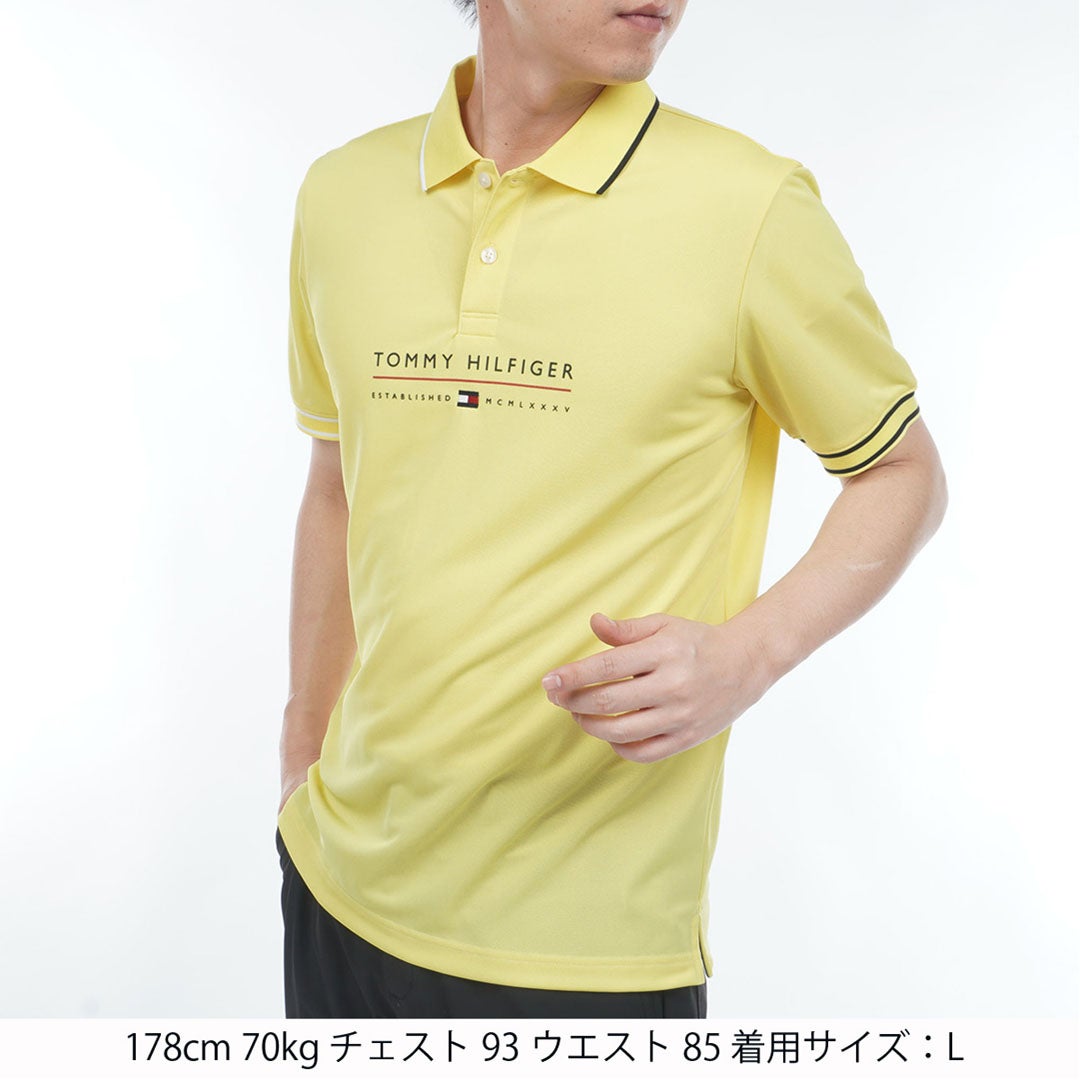 トミー ヒルフィガー ゴルフ TOMMY HILFIGER GOLF メンズ フロントロゴ 半袖ポロシャツ THMA617 イエロー