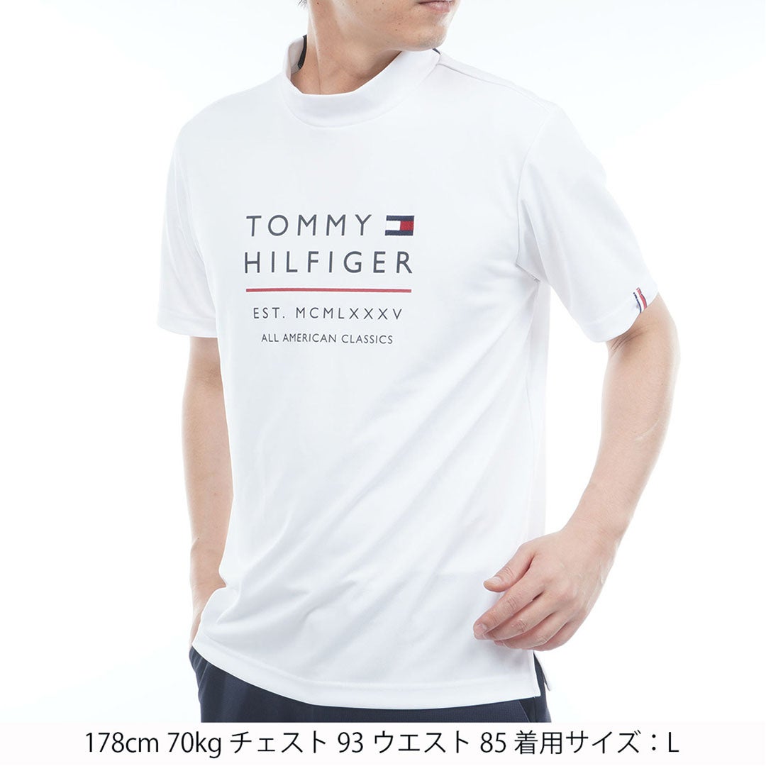 トミー ヒルフィガー ゴルフ TOMMY HILFIGER GOLF メンズ フロントロゴ 半袖モックシャツ THMA618 ホワイト