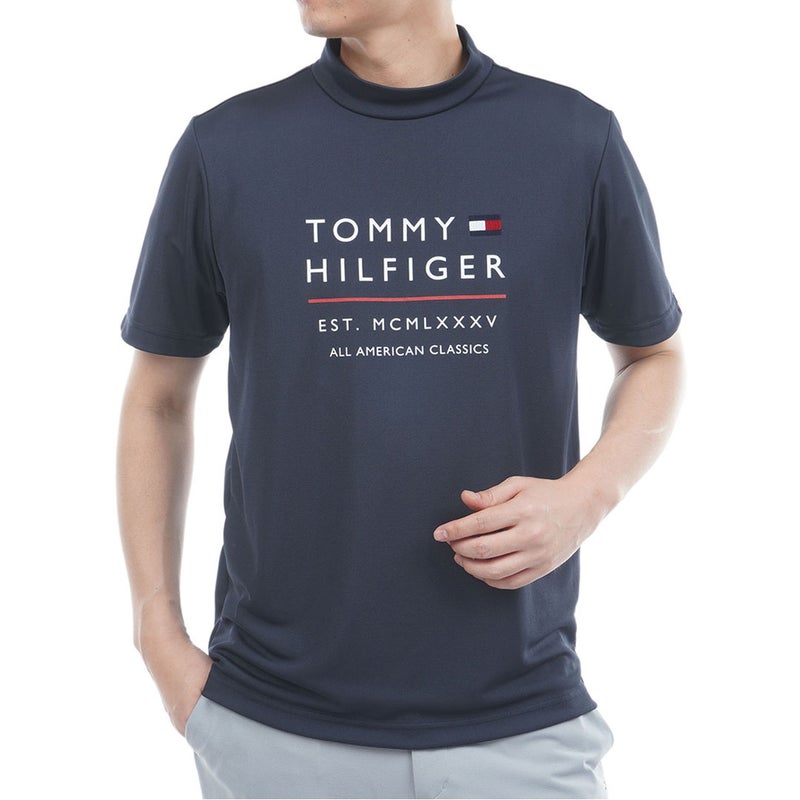 トミー ヒルフィガー ゴルフ TOMMY HILFIGER GOLF メンズ フロントロゴ 半袖モックシャツ THMA618 ネイビー