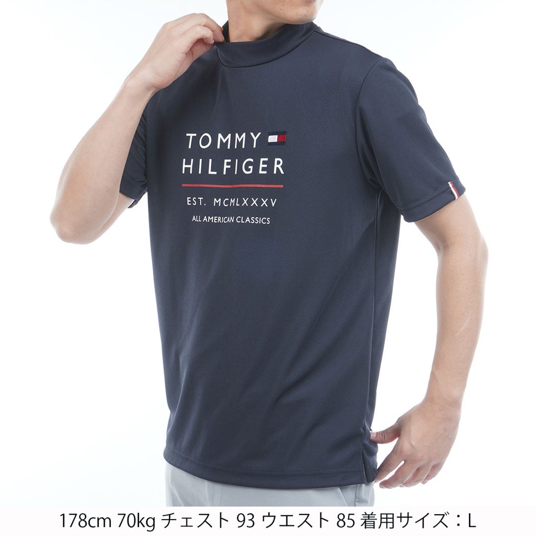 トミー ヒルフィガー ゴルフ TOMMY HILFIGER GOLF メンズ フロントロゴ 半袖モックシャツ THMA618 ネイビー