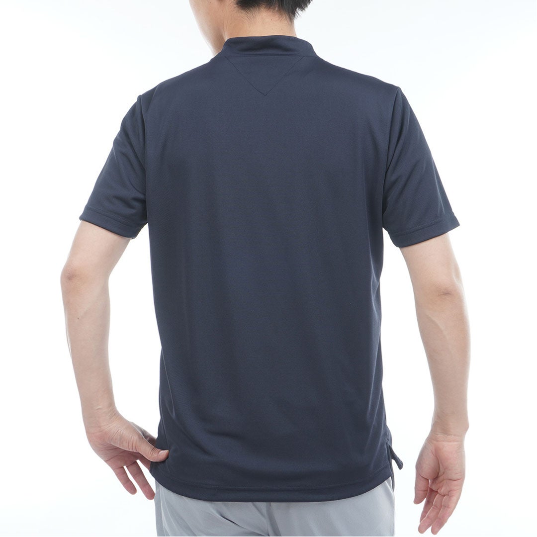 トミー ヒルフィガー ゴルフ TOMMY HILFIGER GOLF メンズ フロントロゴ 半袖モックシャツ THMA618 ネイビー