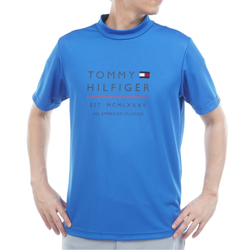 トミー ヒルフィガー ゴルフ TOMMY HILFIGER GOLF メンズ フロントロゴ 半袖モックシャツ THMA618 ブルー