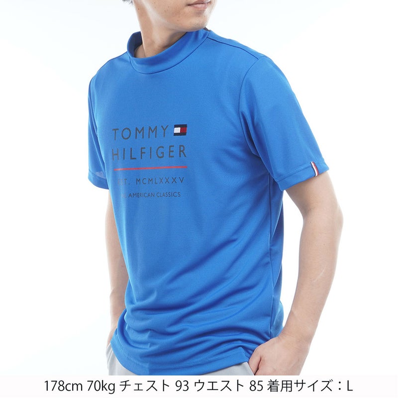 トミー ヒルフィガー ゴルフ TOMMY HILFIGER GOLF メンズ フロントロゴ 半袖モックシャツ THMA618 ブルー