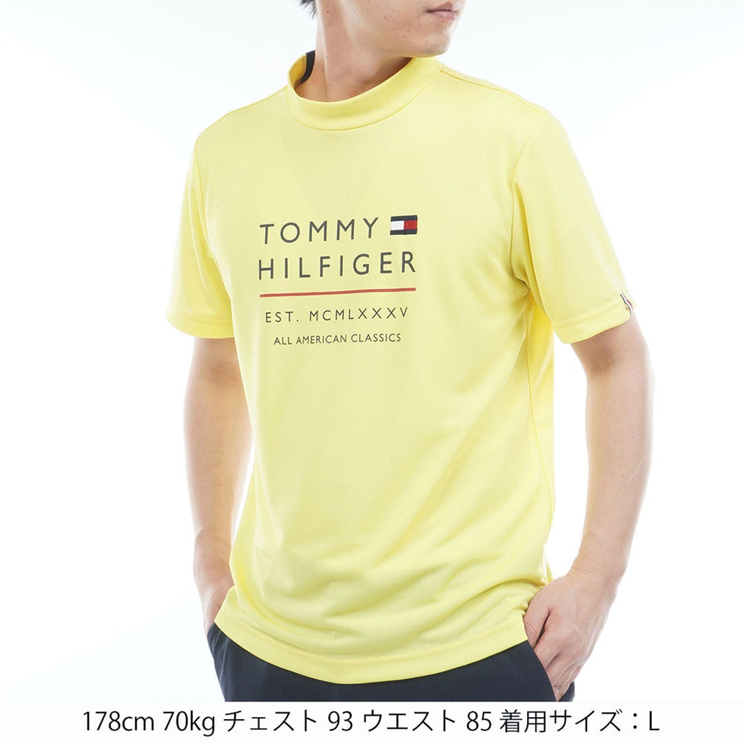 トミー ヒルフィガー ゴルフ TOMMY HILFIGER GOLF メンズ フロントロゴ 半袖モックシャツ THMA618 イエロー