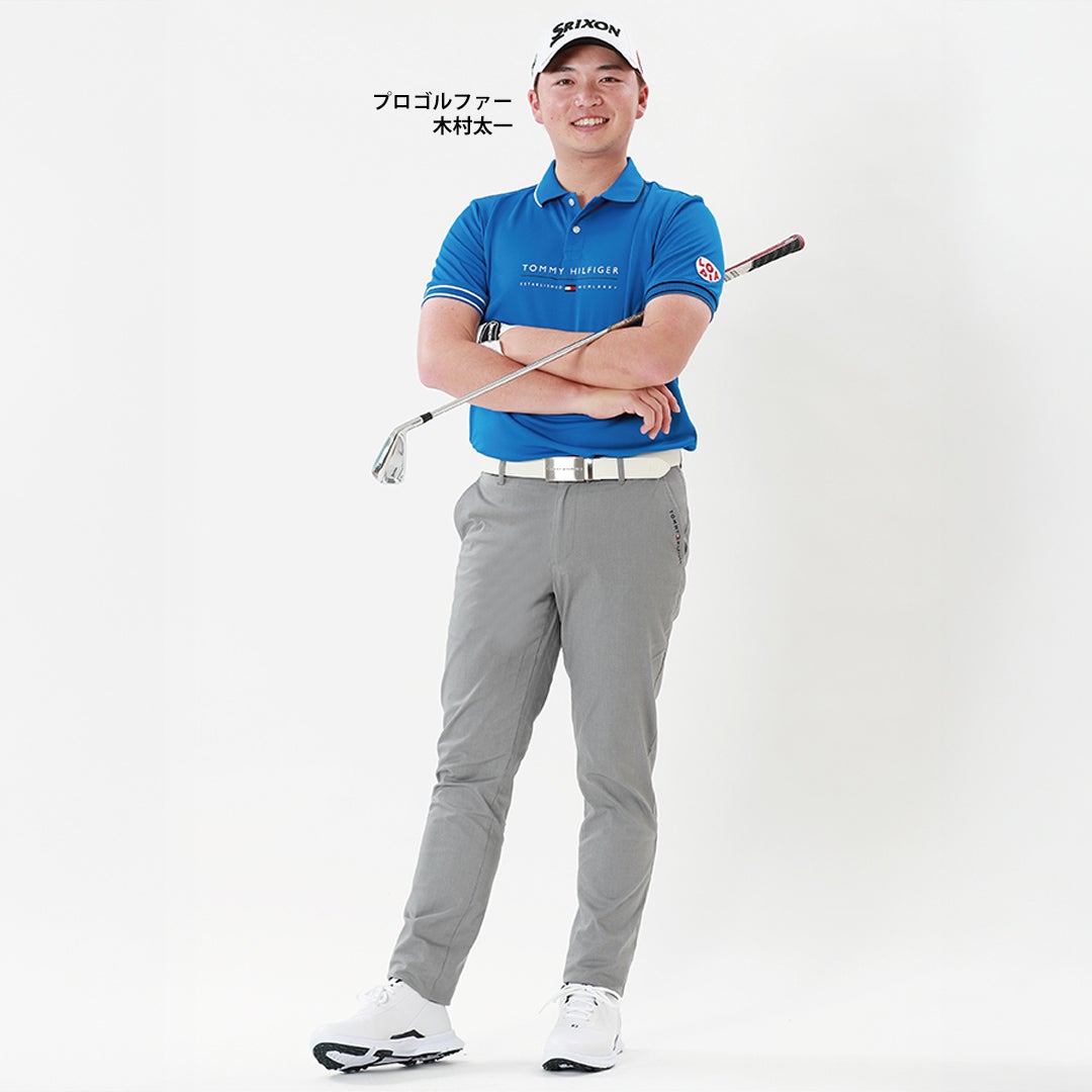 木村太一プロ着用 TommyHilfigerGolf トミー ヒルフィガー メンズ ゴルフウェア パンツ THMA619 グレー
