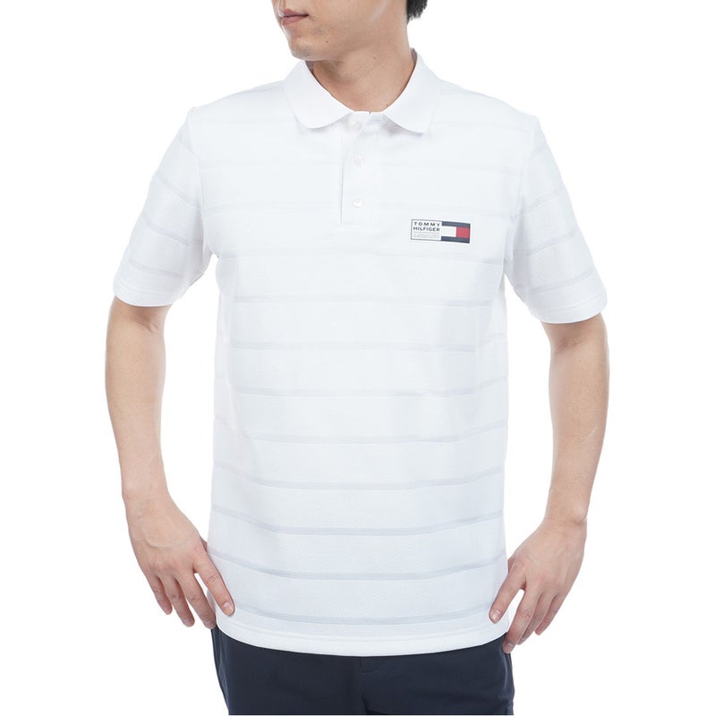 トミー ヒルフィガー ゴルフ TOMMY HILFIGER GOLF メンズ メッシュボーダー 半袖ポロシャツ THMA621 ホワイト