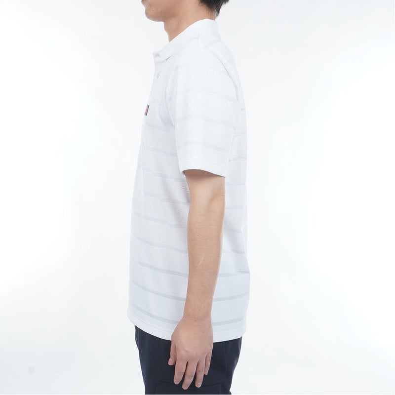 トミー ヒルフィガー ゴルフ TOMMY HILFIGER GOLF メンズ メッシュボーダー 半袖ポロシャツ THMA621 ホワイト