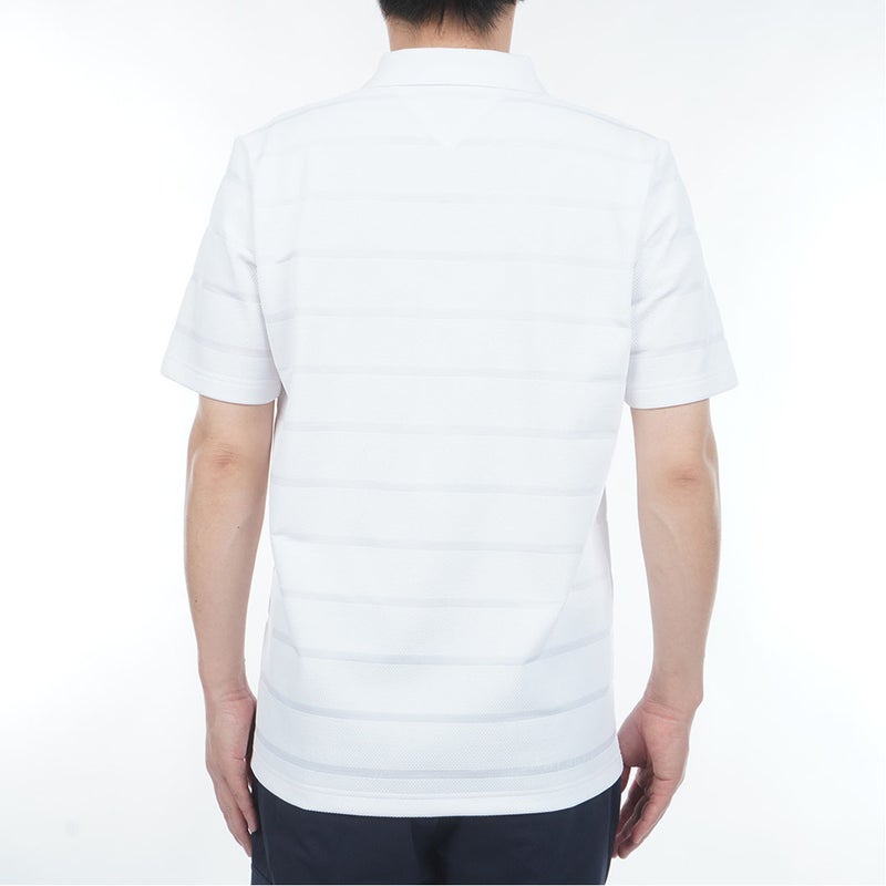 トミー ヒルフィガー ゴルフ TOMMY HILFIGER GOLF メンズ メッシュボーダー 半袖ポロシャツ THMA621 ホワイト