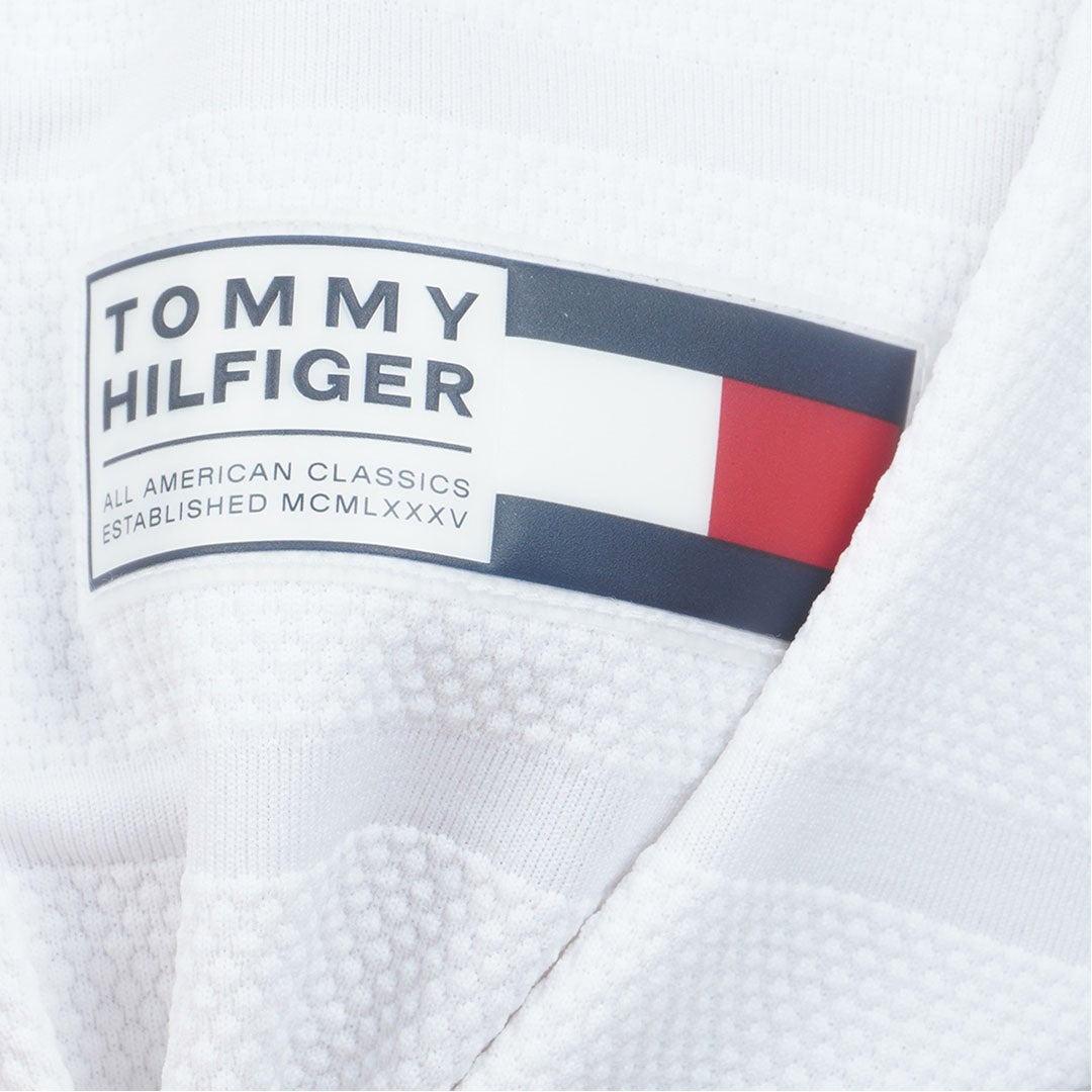 トミー ヒルフィガー ゴルフ TOMMY HILFIGER GOLF メンズ メッシュボーダー 半袖ポロシャツ THMA621 ホワイト