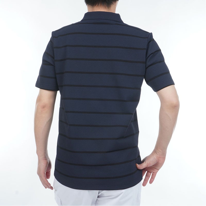 トミー ヒルフィガー ゴルフ TOMMY HILFIGER GOLF メンズ メッシュボーダー 半袖ポロシャツ THMA621 ネイビー