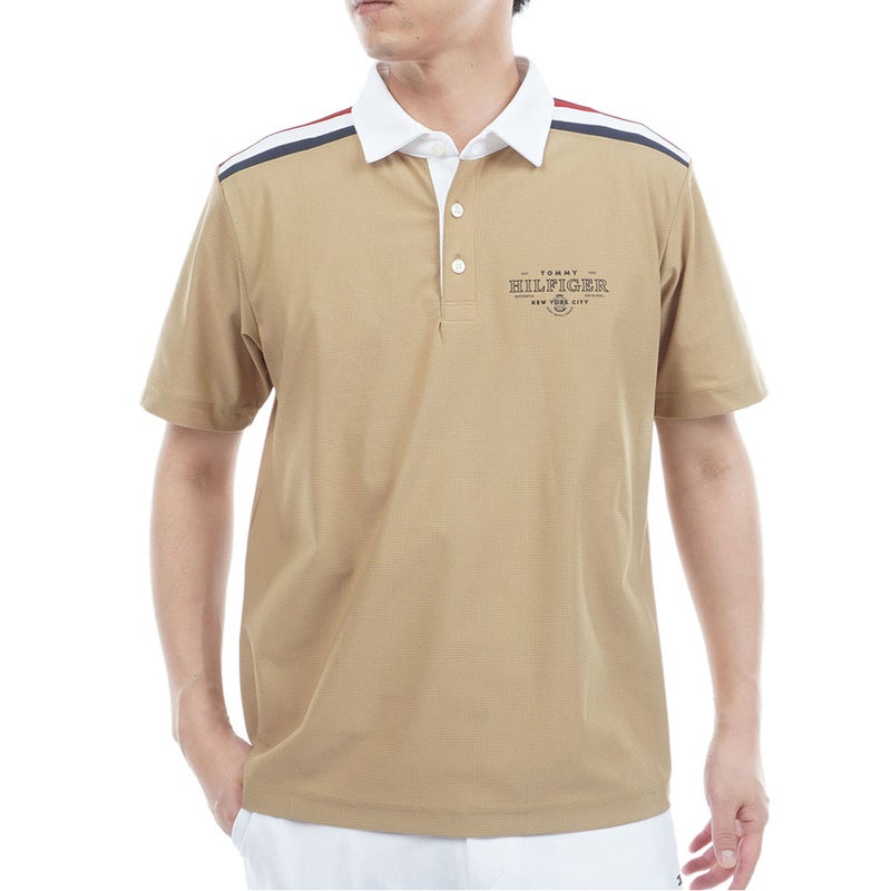 トミー ヒルフィガー ゴルフ TOMMY HILFIGER GOLF メンズ クラシック 半袖台衿シャツ THMA622 キャメル