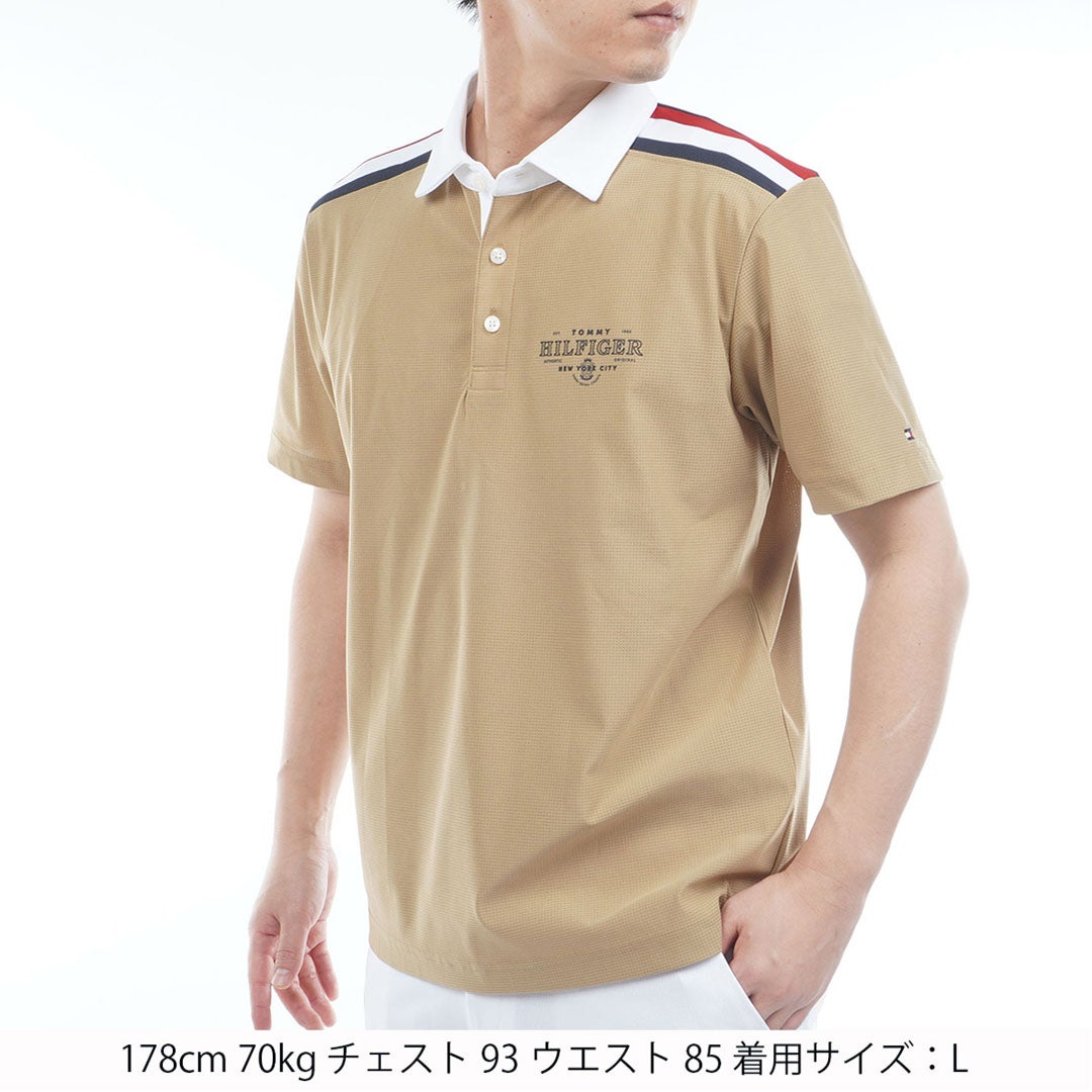 トミー ヒルフィガー ゴルフ TOMMY HILFIGER GOLF メンズ クラシック 半袖台衿シャツ THMA622 キャメル