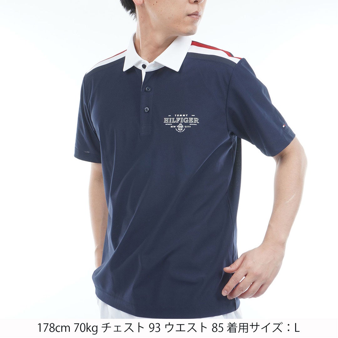 トミー ヒルフィガー ゴルフ TOMMY HILFIGER GOLF メンズ クラシック 半袖台衿シャツ THMA622 ネイビー