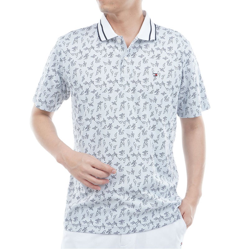 トミー ヒルフィガー ゴルフ TOMMY HILFIGER GOLF メンズ 筆記体ロゴジャガード 半袖ポロシャツ THMA623 ホワイト