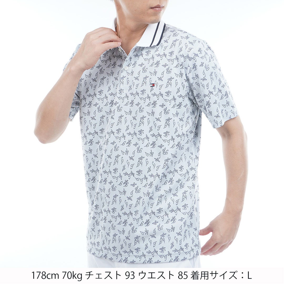 トミー ヒルフィガー ゴルフ TOMMY HILFIGER GOLF メンズ 筆記体ロゴジャガード 半袖ポロシャツ THMA623 ホワイト