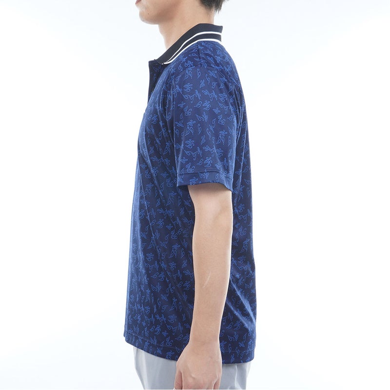 トミー ヒルフィガー ゴルフ TOMMY HILFIGER GOLF メンズ 筆記体ロゴジャガード 半袖ポロシャツ THMA623 ネイビー