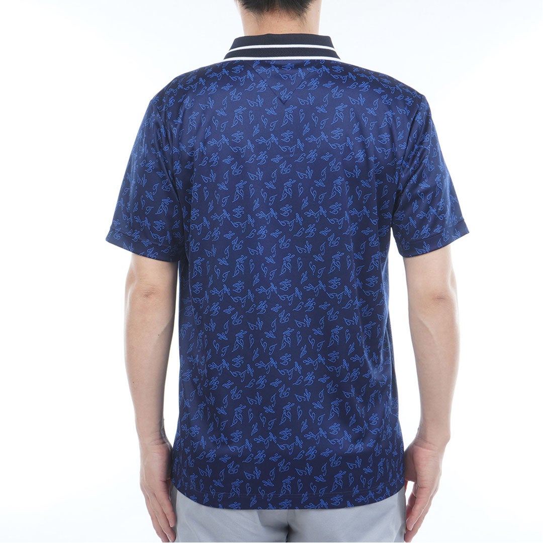 トミー ヒルフィガー ゴルフ TOMMY HILFIGER GOLF メンズ 筆記体ロゴジャガード 半袖ポロシャツ THMA623 ネイビー