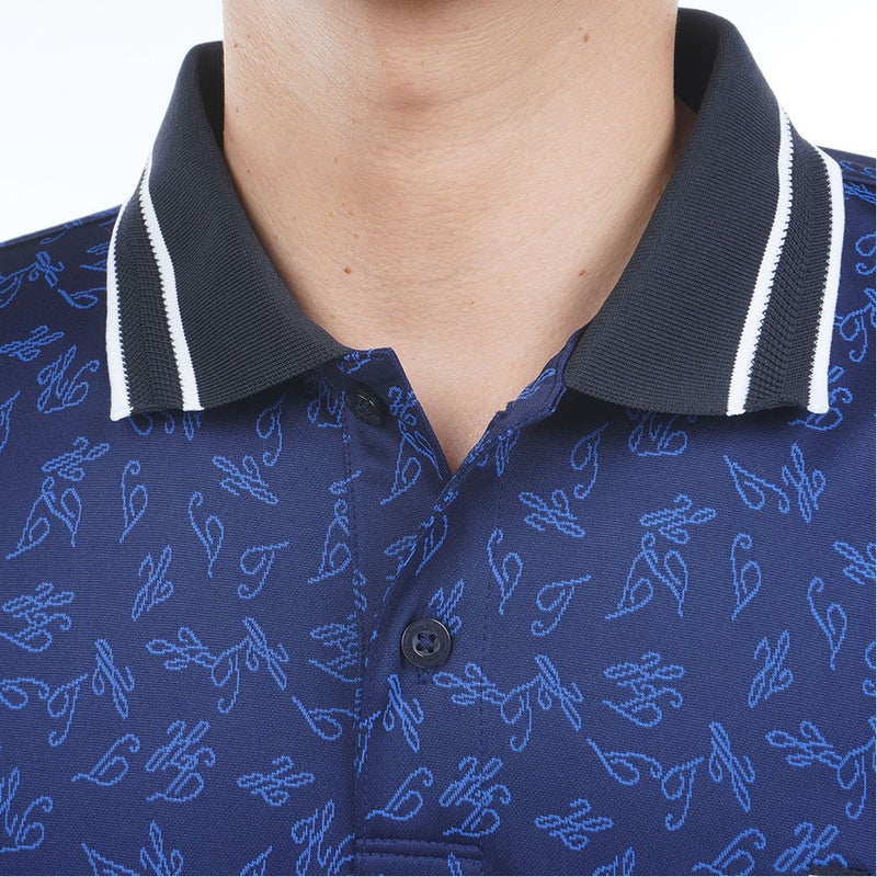 トミー ヒルフィガー ゴルフ TOMMY HILFIGER GOLF メンズ 筆記体ロゴジャガード 半袖ポロシャツ THMA623 ネイビー