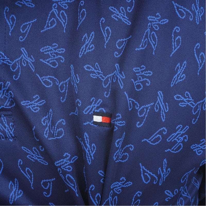 トミー ヒルフィガー ゴルフ TOMMY HILFIGER GOLF メンズ 筆記体ロゴジャガード 半袖ポロシャツ THMA623 ネイビー