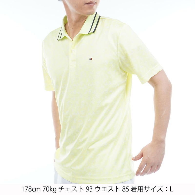 トミー ヒルフィガー ゴルフ TOMMY HILFIGER GOLF メンズ 筆記体ロゴジャガード 半袖ポロシャツ THMA623 ライムグリーン