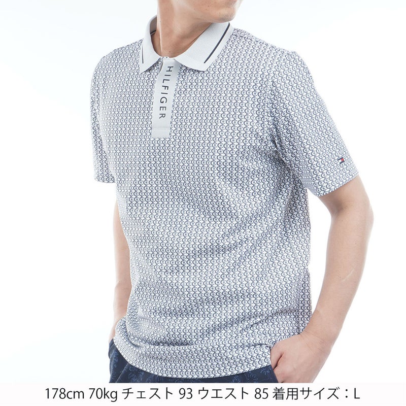 トミー ヒルフィガー ゴルフ TOMMY HILFIGER GOLF メンズ 小紋柄プリント 半袖ポロシャツ THMA626 ライトグレー