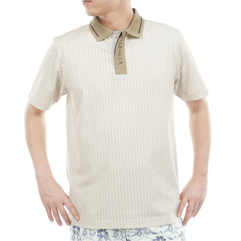 トミー ヒルフィガー ゴルフ TOMMY HILFIGER GOLF メンズ 小紋柄プリント 半袖ポロシャツ THMA626 ベージュ