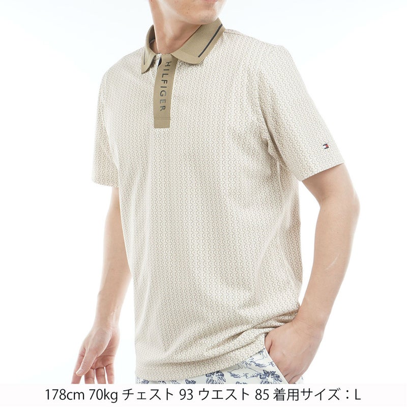トミー ヒルフィガー ゴルフ TOMMY HILFIGER GOLF メンズ 小紋柄プリント 半袖ポロシャツ THMA626 ベージュ
