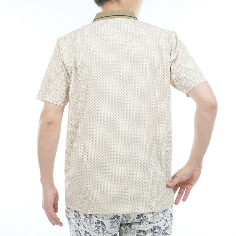 トミー ヒルフィガー ゴルフ TOMMY HILFIGER GOLF メンズ 小紋柄プリント 半袖ポロシャツ THMA626 ベージュ