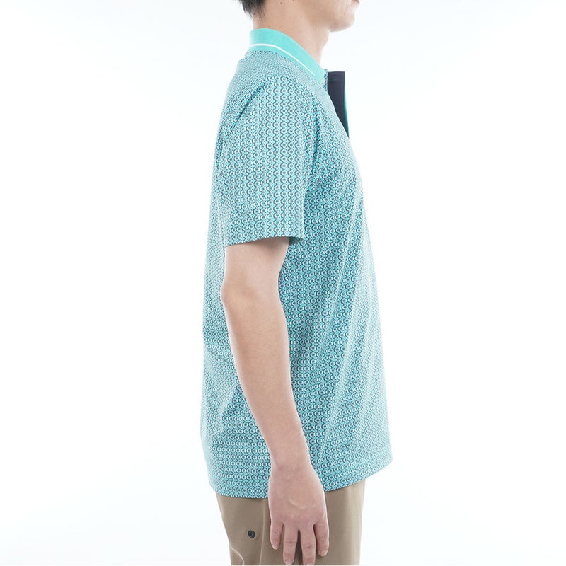 トミー ヒルフィガー ゴルフ TOMMY HILFIGER GOLF メンズ 小紋柄プリント 半袖ポロシャツ THMA626 ブルーグリーン